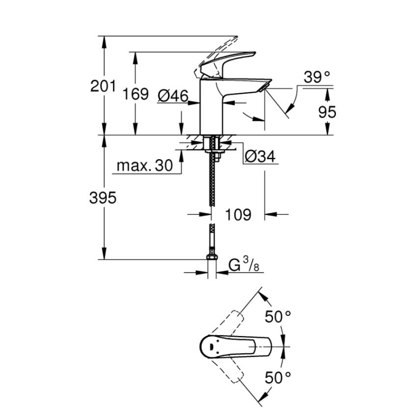 Grohe Eurosmart Lavabo Bataryası Krom 32467003 - 5