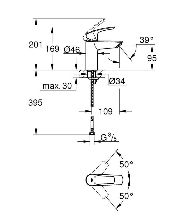Grohe Eurosmart Lavabo Bataryası Mat Siyah 324672433 - 5