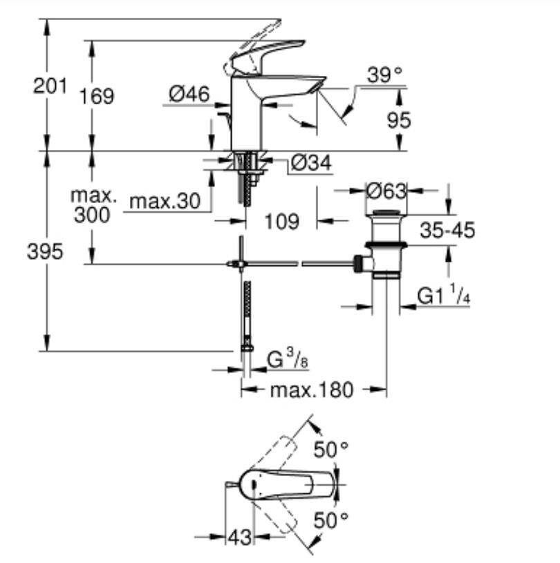 Grohe Eurosmart Lavabo Bataryası (Sifon Kumandalı) 33265003 - 5