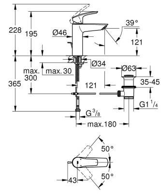 Grohe Eurosmart Lavabo Bataryası Sifon Kumandalı Mat Siyah 233222433 - 4