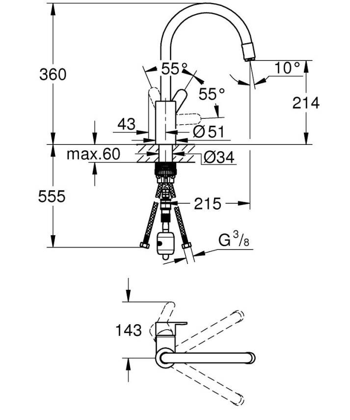 Grohe Eurostyle Cosmopolitan Spiralli Eviye Bataryası 31126004 - 2