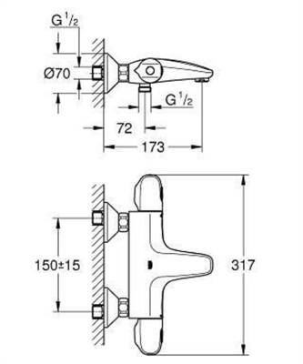 Grohe G1000 New Termostatik Banyo Bataryası 34155003 - 2