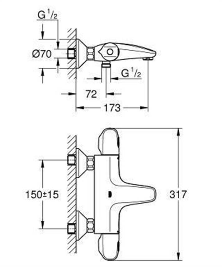 Grohe G1000 New Termostatik Banyo Bataryası 34155003 - 2