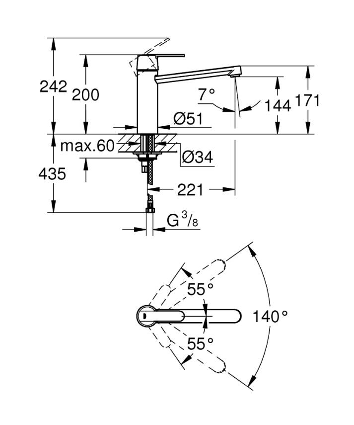 Grohe Get Tek Kumandalı Eviye Bataryası Krom 30196000 - 3