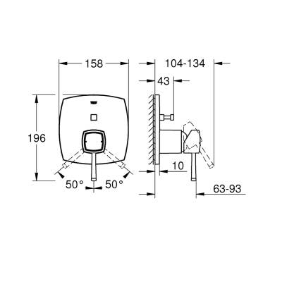 Grohe Grandera Ankastre Banyo/Duş Bataryası (Sıva Üstü Grubu), 2 Yollu, Krom-Altın 24068IG0 - 4