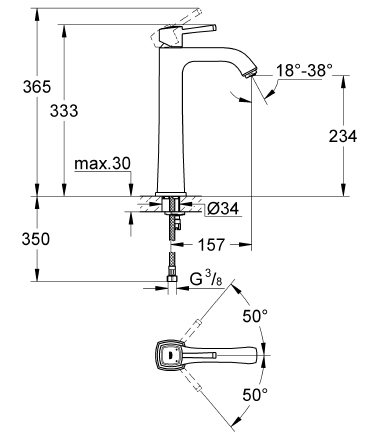 Grohe Grandera Çanak Lavabo Bataryası Xl Krom Altın 23313IG0 - 2