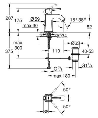 Grohe Grandera Sifon Kumandalı Lavabo Bataryası M Boyut 23303000 - 2