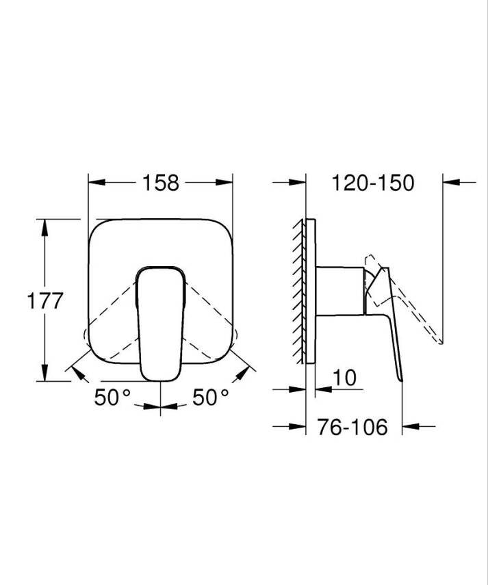 Grohe Cubeo Ankastre Duş Bataryası (Sıva Üstü Grubu), Mat Siyah 1017772430 - 5