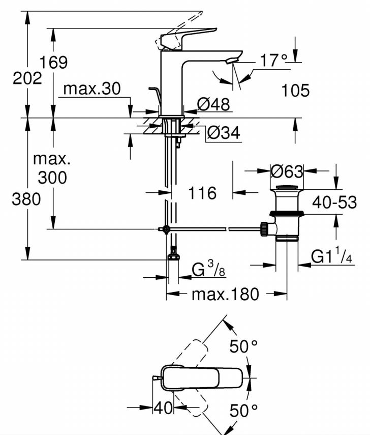 Grohe Grohe Lavabo Bataryası Cubeo M-Boyut Krom 1017490000 - 4
