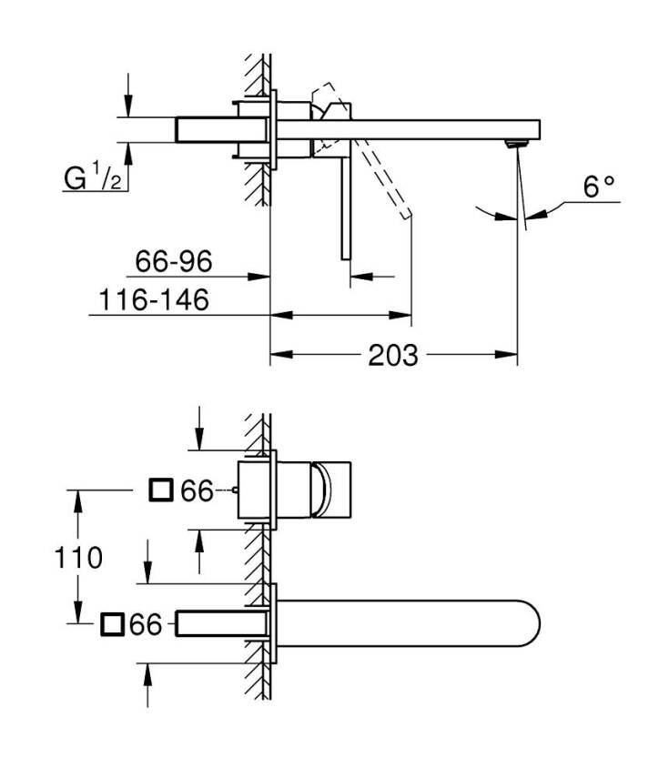 Grohe Plus Ankastre Lavabo Bataryası (Sıva Üstü Grubu) Krom 29306003 - 2