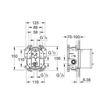 Grohe Grohe Rapido T Termostatik Ankastre Duş Bataryası İç Gövde 35500000 - 2