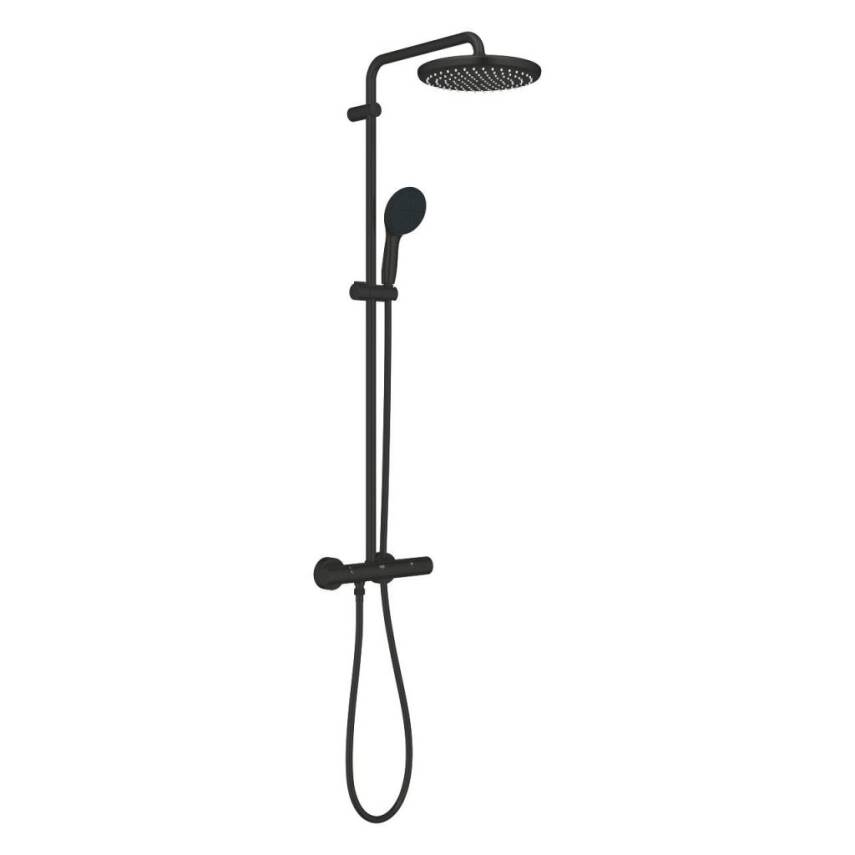 Grohe Grohe Tempesta System 250 Duvara Monte Termostatik Bataryalı Duş Kolonu, Mat Siyah 266702431 - 2