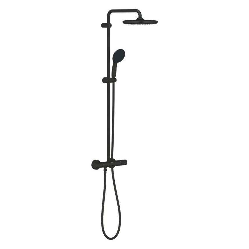 Grohe Grohe Tempesta System 250 Duvara Monte Termostatik Bataryalı Duş Kolonu, Mat Siyah 266702431 - 1