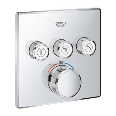 Grohe Grohterm SmartControl Akış Kontrollü Ankastre Termostatik Banyo Bataryası (3 Yollu Sıva Üstü Grubu) 29126000 - 1