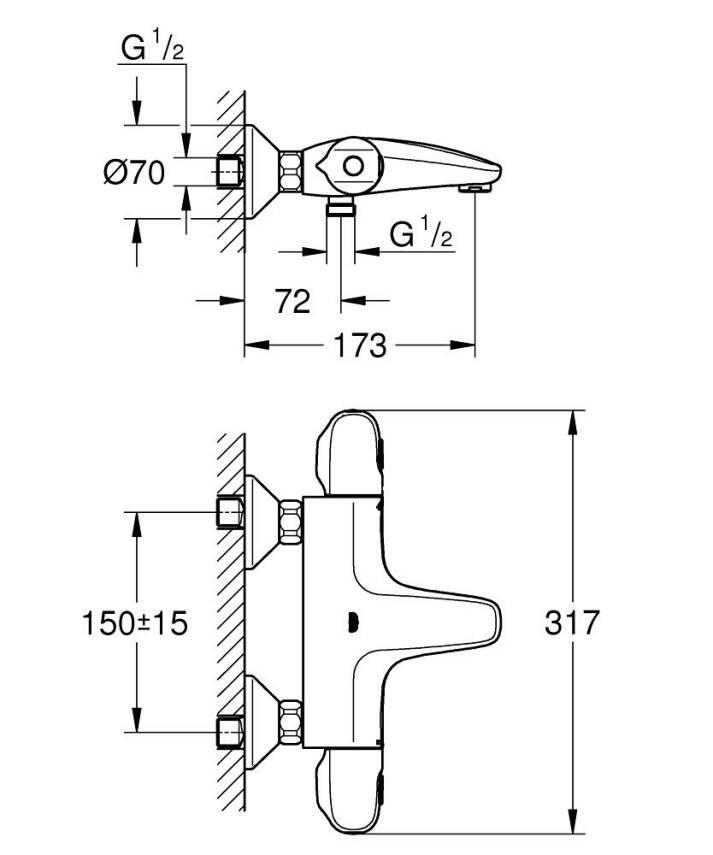 Grohe Grohtherm 1000 New Termostatik Banyo Bataryası Mat Siyah 348162433 - 3