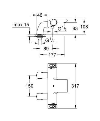 Grohe Grohtherm 2000 Termostatik Banyo Bataryası Krom 34176001 - 2