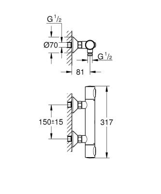 Grohe Grohtherm 500 Termostatik Duş Bataryası Mat Siyah 347932430 - 4