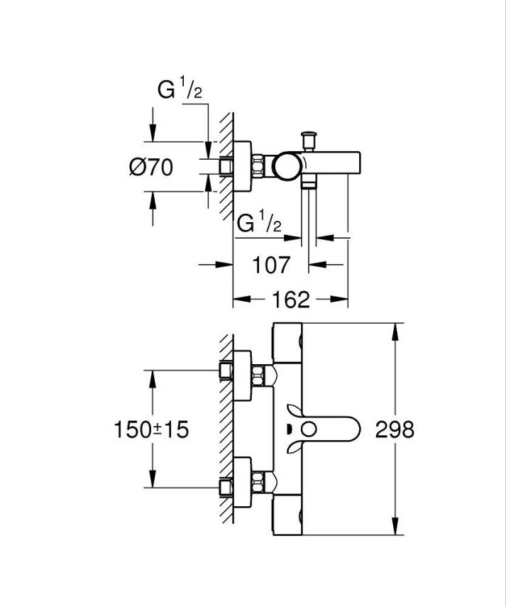 Grohe Grohtherm 800 Cosmopolitan Termostatik Banyo Bataryası Krom 34766000 - 2