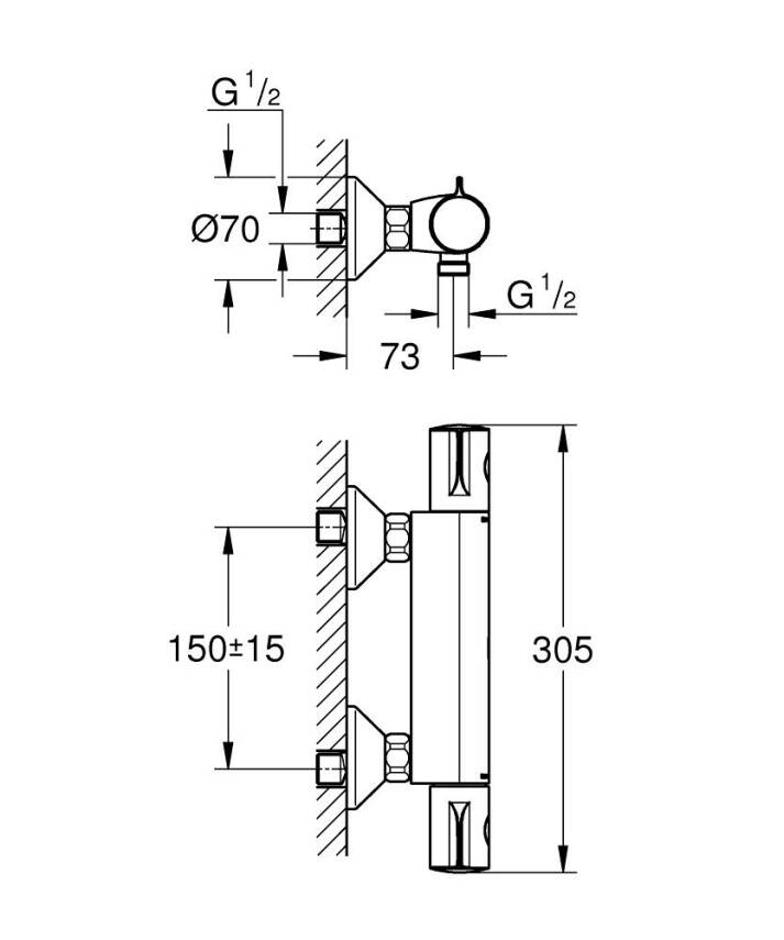 Grohe Grohtherm 800 Termostatik Duş Bataryası 34558000 - 2