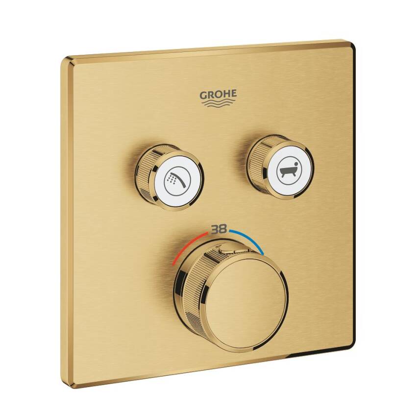Grohe Grohtherm SmartControl Akış Kontrollü Ankastre Termostatik Banyo Bataryası (2 Yollu Sıva Üstü Grubu) Fırçalı Altın 29124GN0 - 1