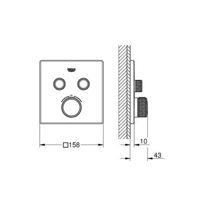 Grohe Grohtherm SmartControl Akış Kontrollü Ankastre Termostatik Banyo Bataryası (2 Yollu Sıva Üstü Grubu) Fırçalı Altın 29124GN0 - 2