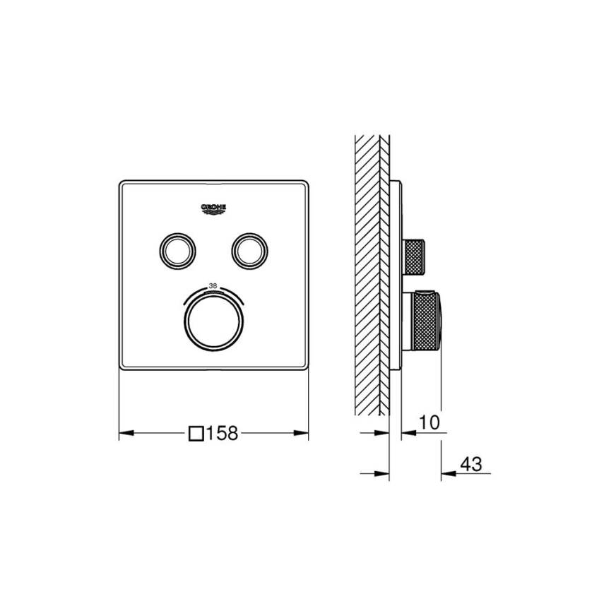 Grohe Grohtherm SmartControl Akış Kontrollü Ankastre Termostatik Banyo Bataryası (2 Yollu Sıva Üstü Grubu) Fırçalı Altın 29124GN0 - 2