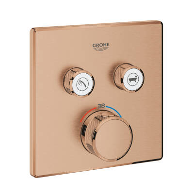 Grohe Grohtherm SmartControl Akış Kontrollü Ankastre Termostatik Banyo Bataryası (2 Yollu Sıva Üstü Grubu) Fırçalı Bakır 29124DL0 - 1