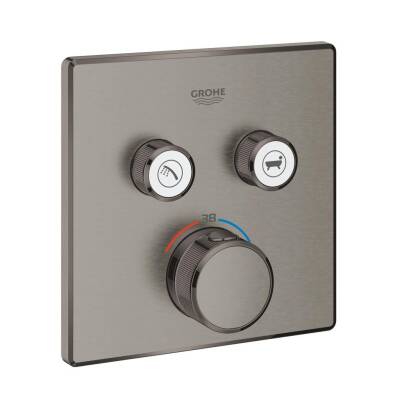 Grohe Grohtherm SmartControl Akış Kontrollü Ankastre Termostatik Banyo Bataryası (2 Yollu Sıva Üstü Grubu) Fırçalı Sert Grafit 29124AL0 - 1