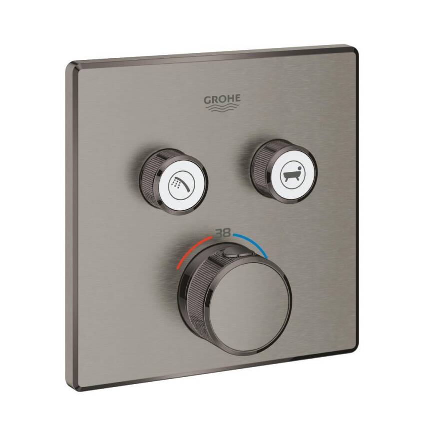 Grohe Grohtherm SmartControl Akış Kontrollü Ankastre Termostatik Banyo Bataryası (2 Yollu Sıva Üstü Grubu) Fırçalı Sert Grafit 29124AL0 - 1