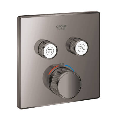 Grohe Grohtherm SmartControl Akış Kontrollü Ankastre Termostatik Banyo Bataryası (2 Yollu Sıva Üstü Grubu) Sert Grafit 29124A00 - 1