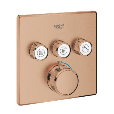 Grohe Grohtherm SmartControl Akış Kontrollü Ankastre Termostatik Banyo Bataryası (3 Yollu Sıva Üstü Grubu) Fırçalı Bakır 29126DL0 - 1