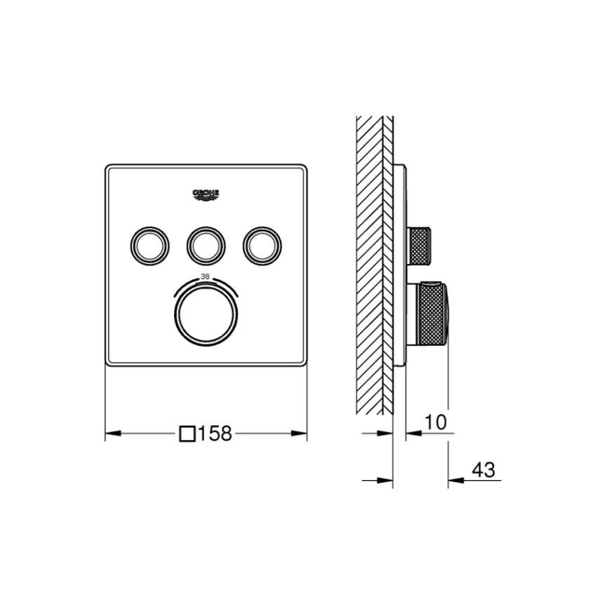Grohe Grohtherm SmartControl Akış Kontrollü Ankastre Termostatik Banyo Bataryası (3 Yollu Sıva Üstü Grubu) Fırçalı Bakır 29126DL0 - 2