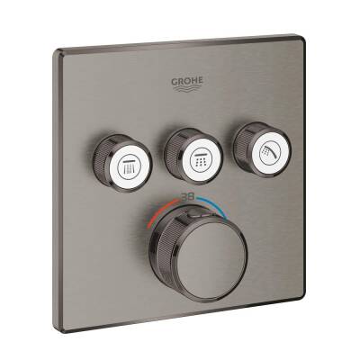 Grohe Grohtherm SmartControl Akış Kontrollü Ankastre Termostatik Banyo Bataryası (3 Yollu, Sıva Üstü Grubu), Fırçalı Sert Grafit 29126AL0 - 1