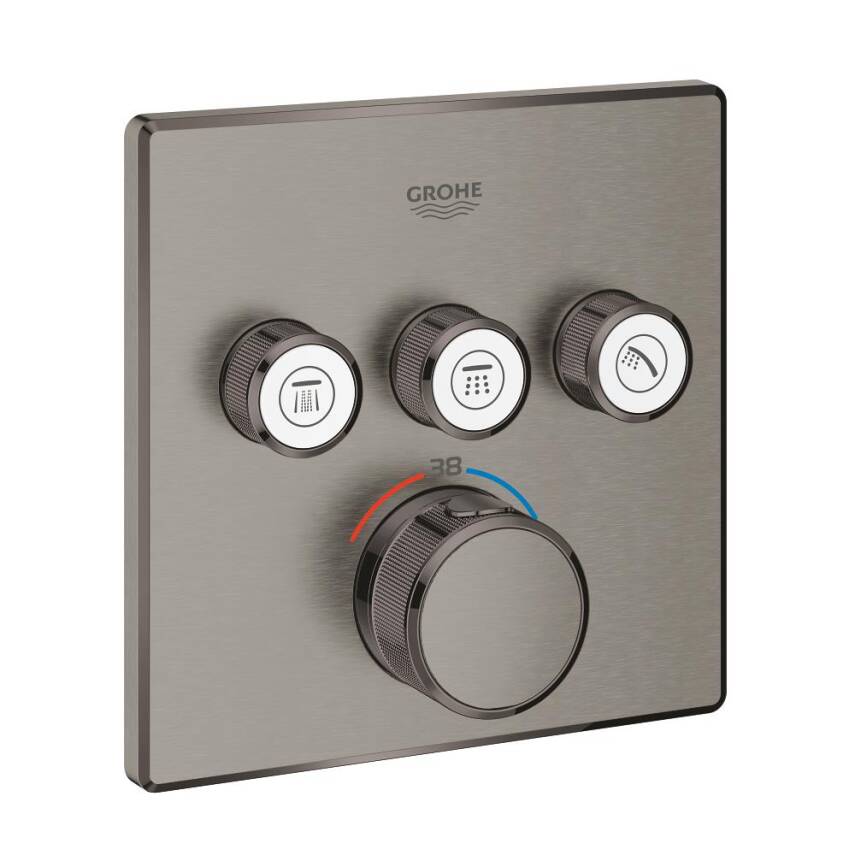 Grohe Grohtherm SmartControl Akış Kontrollü Ankastre Termostatik Banyo Bataryası (3 Yollu, Sıva Üstü Grubu), Fırçalı Sert Grafit 29126AL0 - 1