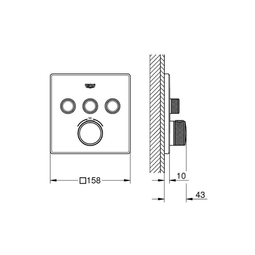 Grohe Grohtherm SmartControl Akış Kontrollü Ankastre Termostatik Banyo Bataryası (3 Yollu, Sıva Üstü Grubu), Fırçalı Sert Grafit 29126AL0 - 2