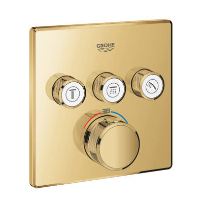 Grohe Grohtherm SmartControl Akış Kontrollü Ankastre Termostatik Banyo Bataryası (3 Yollu, Sıva Üstü Grubu), Parlak Altın 29126GL0 - 1