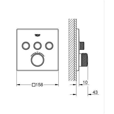 Grohe Grohtherm SmartControl Akış Kontrollü Ankastre Termostatik Banyo Bataryası (3 Yollu, Sıva Üstü Grubu), Parlak Altın 29126GL0 - 2