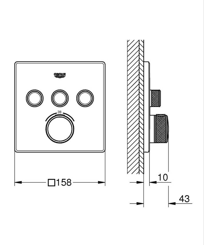 Grohe Grohtherm SmartControl Akış Kontrollü Ankastre Termostatik Banyo Bataryası (3 Yollu Sıva Üstü Grubu) Sert Grafit 29126A00 - 2