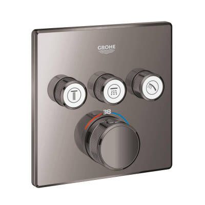 Grohe Grohtherm SmartControl Akış Kontrollü Ankastre Termostatik Banyo Bataryası (3 Yollu Sıva Üstü Grubu) Sert Grafit 29126A00 - 1