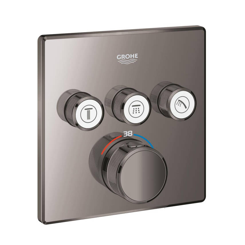 Grohe Grohtherm SmartControl Akış Kontrollü Ankastre Termostatik Banyo Bataryası (3 Yollu Sıva Üstü Grubu) Sert Grafit 29126A00 - 1