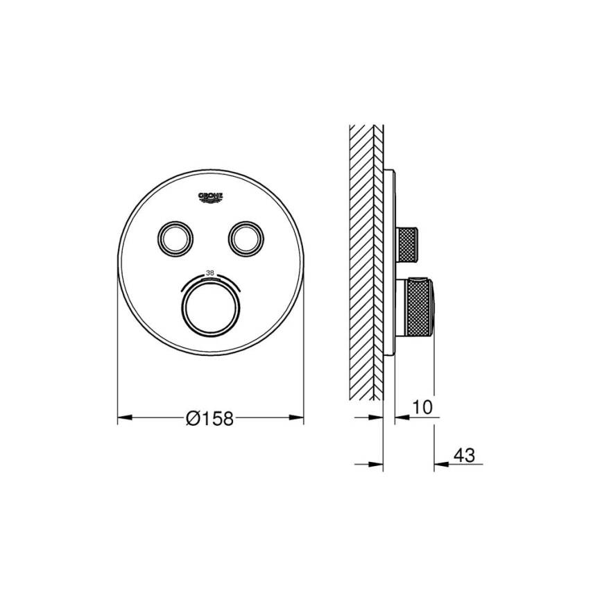 Grohe Grohtherm SmartControl Ankastre Termostatik Banyo/Duş Bataryası (Sıva Üstü Grubu) 2 Yollu Bakır 29119DA0 - 2