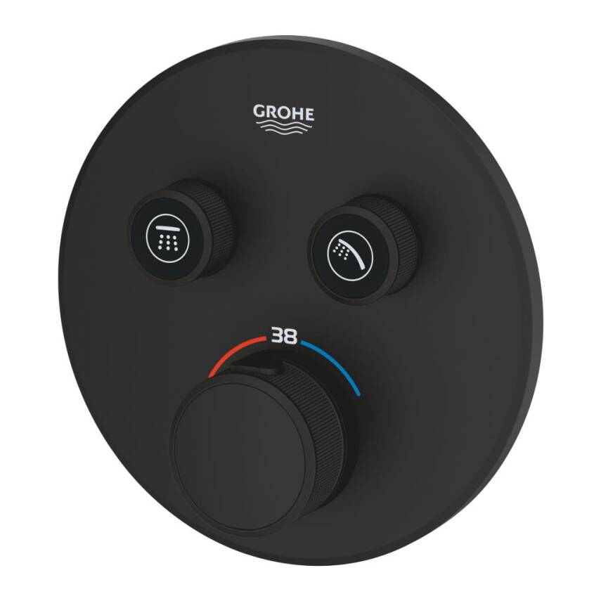 Grohe Grohtherm SmartControl Ankastre Termostatik Banyo/Duş Bataryası (Sıva Üstü Grubu) 2 Yollu Mat Siyah 29507KF0 - 3