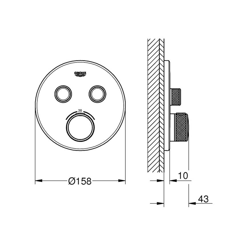 Grohe Grohtherm SmartControl Ankastre Termostatik Banyo/Duş Bataryası (Sıva Üstü Grubu) 2 Yollu Sert Grafit 29119A00 - 2