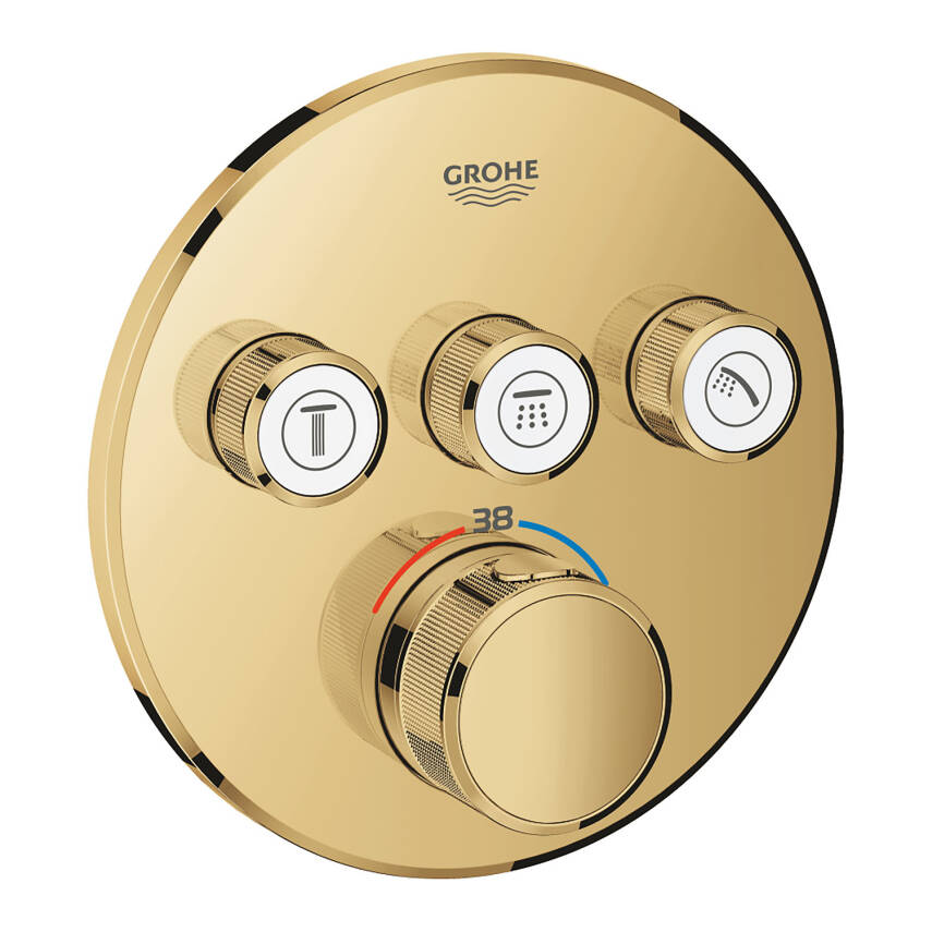 Grohe Grohtherm SmartControl Ankastre Termostatik Banyo/Duş Bataryası (Sıva Üstü Grubu) 3 Yollu Altın 29121GL0 - 1
