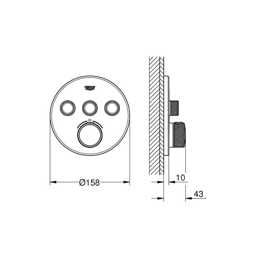 Grohe Grohtherm SmartControl Ankastre Termostatik Banyo/Duş Bataryası (Sıva Üstü Grubu) 3 Yollu Bakır 29121DA0 - 2