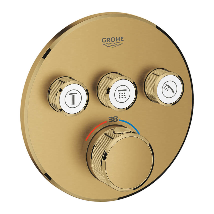 Grohe Grohtherm SmartControl Ankastre Termostatik Banyo/Duş Bataryası (Sıva Üstü Grubu) 3 Yollu Fırçalı Altın 29121GN0 - 1