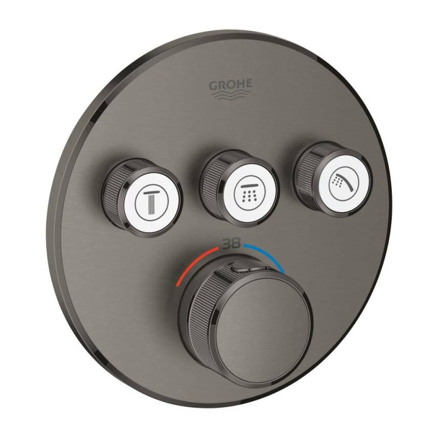 Grohe Grohtherm SmartControl Ankastre Termostatik Banyo/Duş Bataryası (Sıva Üstü Grubu) 3 Yollu Fırçalı Sert Grafit 29121AL0 - 1
