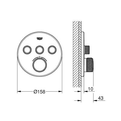 Grohe Grohtherm SmartControl Ankastre Termostatik Banyo/Duş Bataryası (Sıva Üstü Grubu) 3 Yollu Fırçalı Sert Grafit 29121AL0 - 2