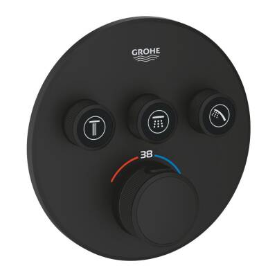 Grohe Grohtherm SmartControl Ankastre Termostatik Banyo/Duş Bataryası (Sıva Üstü Grubu) 3 Yollu Mat Siyah 29508KF0 - 1