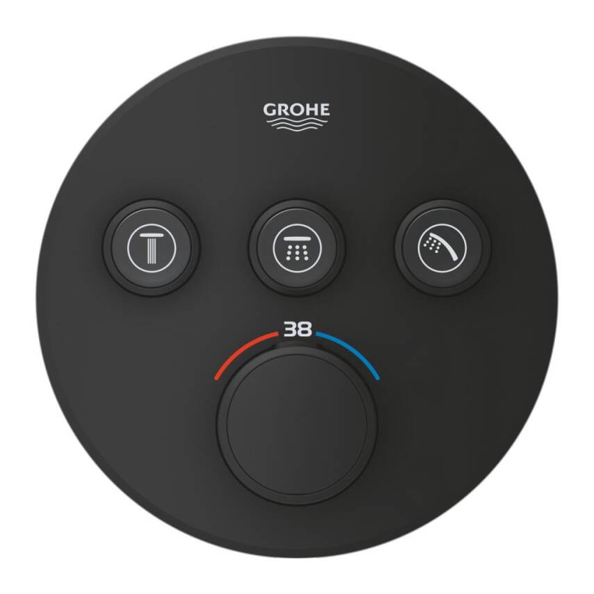 Grohe Grohtherm SmartControl Ankastre Termostatik Banyo/Duş Bataryası (Sıva Üstü Grubu) 3 Yollu Mat Siyah 29508KF0 - 2